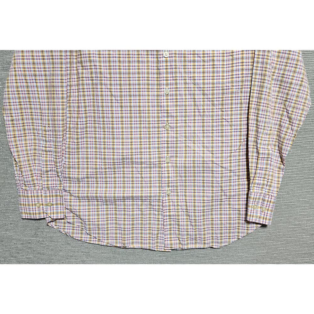Scott Barber Plaid Button Down Shirt Men’s Large Blue Yellow Long Sleeve - Picture 4 of 13